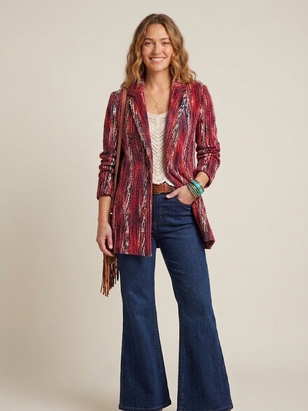 Y2K Boho Chic Woven Multi-Colored Blazer Jacket Small
